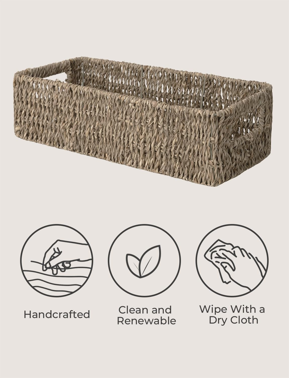 Seagrass Basket  14 ¼"L X 6 ½"W X 3 ¾"H