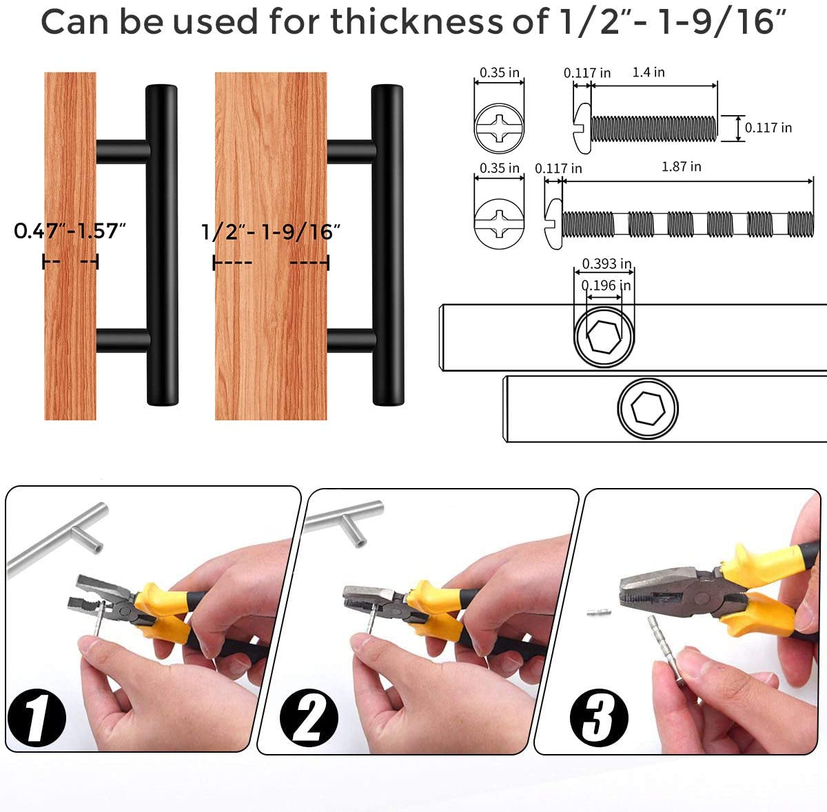 Handles 30 Pack Black 3.75” Hole Center