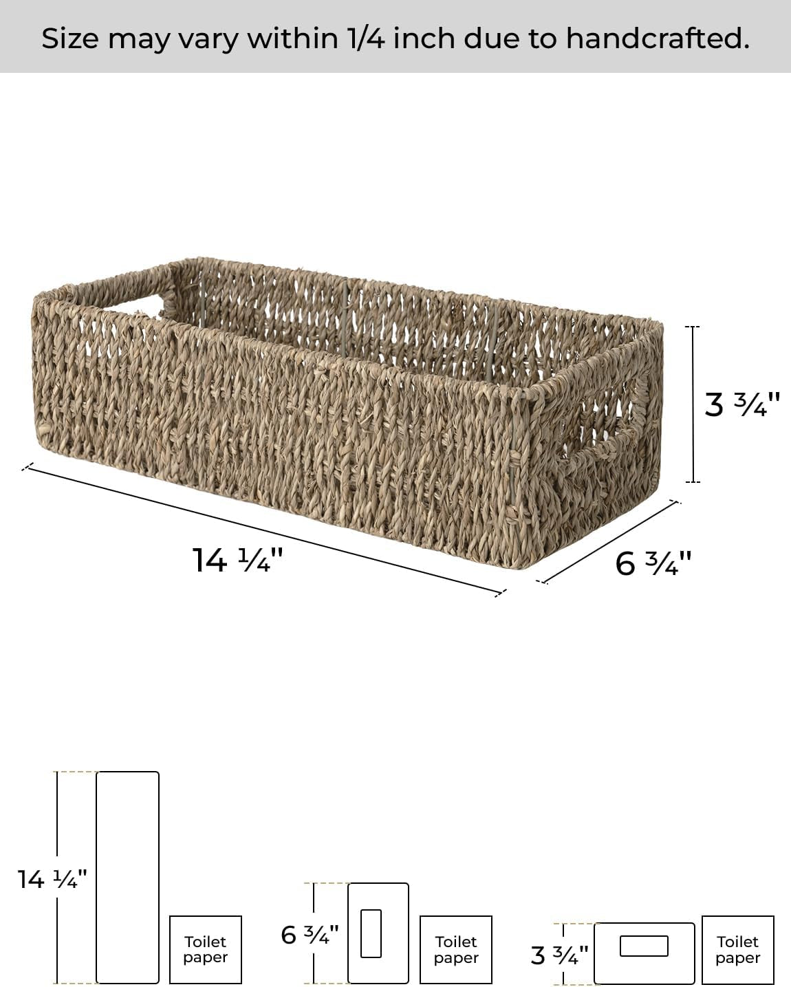 Seagrass Basket  14 ¼"L X 6 ½"W X 3 ¾"H