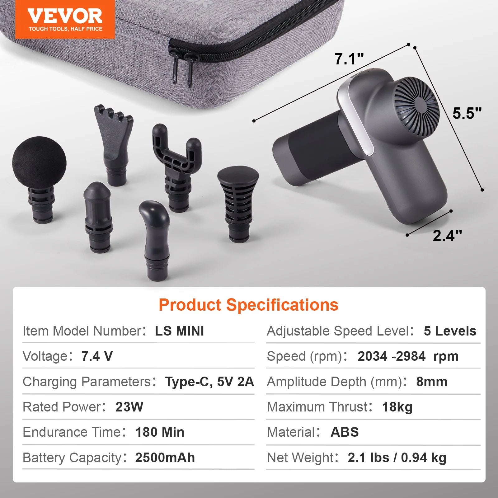 VEVOR Massage Gun - with 5 Speed Levels